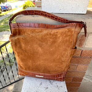 BRAHMIN Vintage Melbourne Large Suede Buckskin Hobo Shoulder Bag Roomy Rare!
